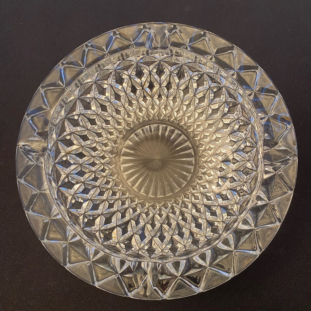 Cut Glass Ashtray 8in D